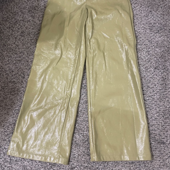 Danielle Bernstein Womens Evening Faux Patent Leather Wide Leg Pants - Picture 2 of 4